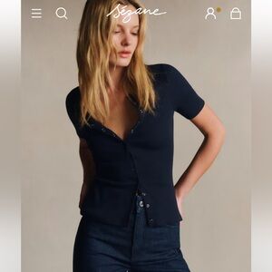 Sezane Nicolas Short Sleeve T Shirt in Black